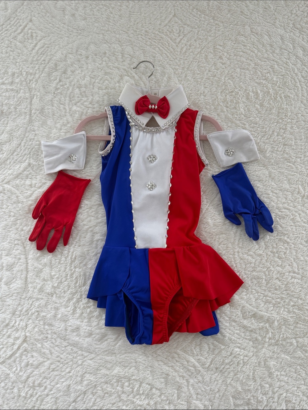 Girls Red, White & Blue Performance Costume with Bow